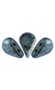 Les perles par Puca® Amos beads Metallic mat blue spotted 23980/65325